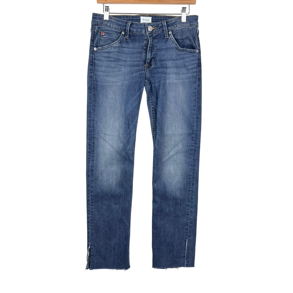 Hudson Women 27 Bacara Straight Jeans Flap Pocket Raw Hem NW668ZHA - Picture 2 of 15
